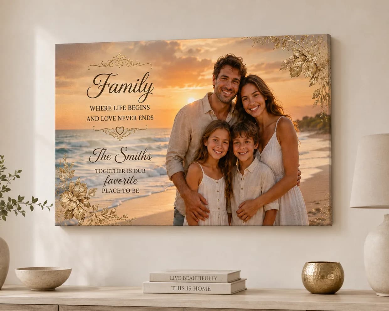 Finished custom family photo canvas