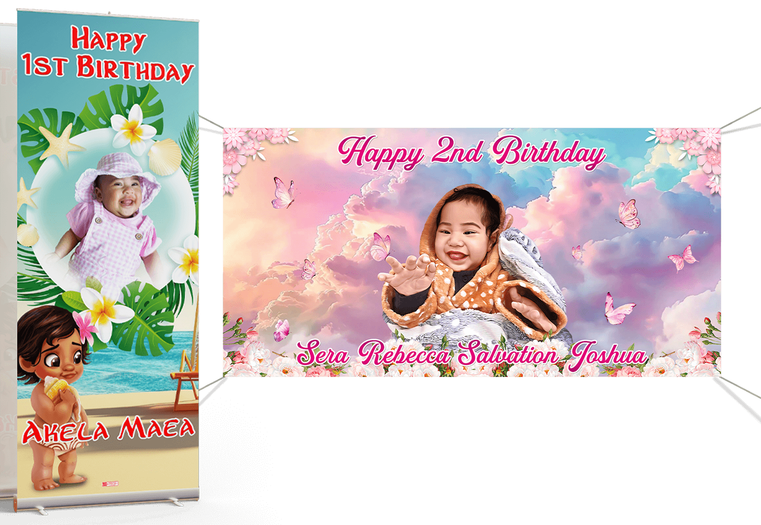 A roll-up banner and matching wall banner prepared as a personalised event package