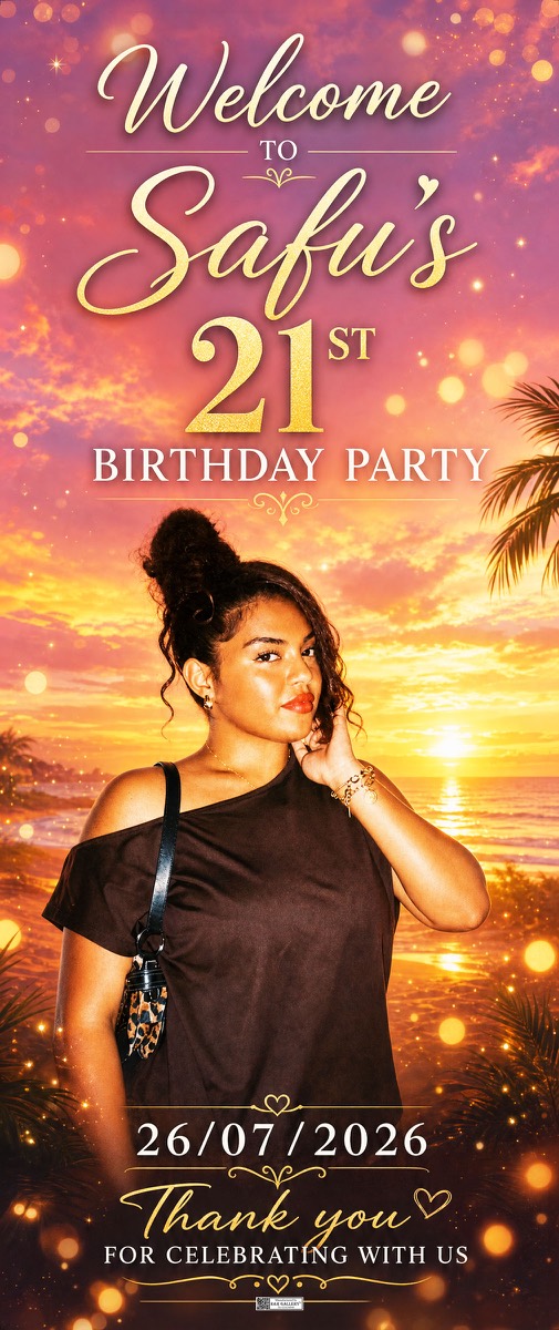 Roll Up Banner design example – 21st Birthday