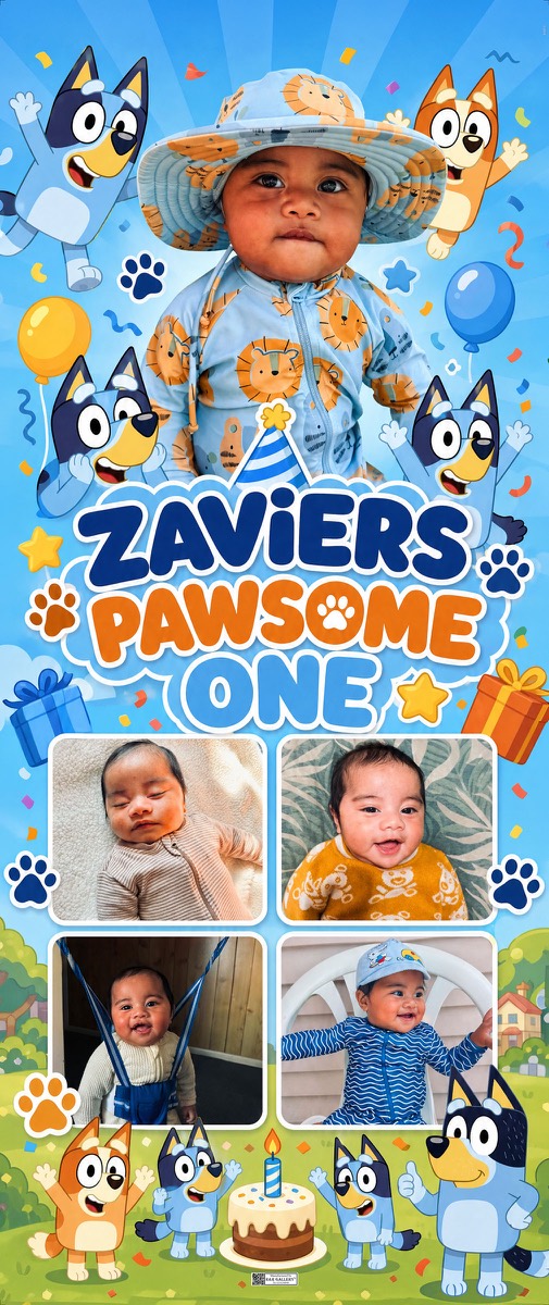 Roll Up Banner design example – 1st Birthday